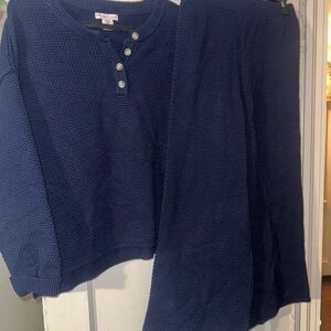 Navy Blue Knit Sweater and Pant Set / Matching Lounge set